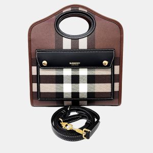 Burberry Brown Coated canvas pocket mini bag, Satchels - Luxury Closet catalog