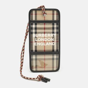 Burberry Beige Vintage Check Canvas Lanyard Card Holder, Wallets & Money Clips - Luxury Closet catalog