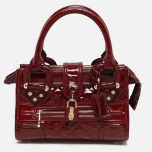 Burberry Red Quilted Patent Leather Manor Satchel, Satchels - Luxury Closet catalog