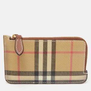 Burberry Brown/Beige House Check Coated Canvas and Leather Zip Card Case, Wallets & Money Clips - Luxury Closet catalog