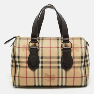 Burberry Beige/Brown Haymarket Check PVC and Leather Chester Boston Bag, Handbags - Luxury Closet catalog