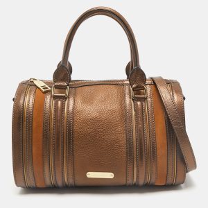 Burberry Metallic Leather and Suede Alchester Bowler Bag, Satchels - Luxury Closet catalog