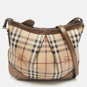 Burberry Bronze/Beige Haymarket Check PVC and Leather Hartham Crossbody Bag, Handbags - Luxury Closet catalog
