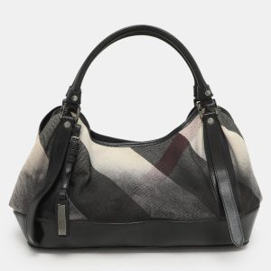 Burberry Black/Grey Mega Check Canvas and Leather Tote, Tote Handbags - Luxury Closet catalog