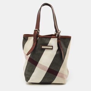 Burberry Brown Mega Check Canvas and Leather Tote, Tote Handbags - Luxury Closet catalog