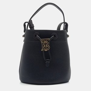 Burberry Black Leather Mini TB Bucket Bag, Handbags - Luxury Closet catalog