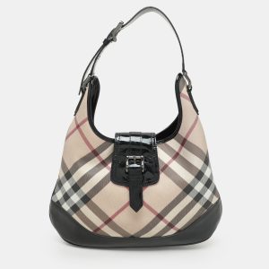 Burberry Black/Beige Nova Check PVC and Patent Leather Brooke Hobo, Shoulder Bags - Luxury Closet catalog