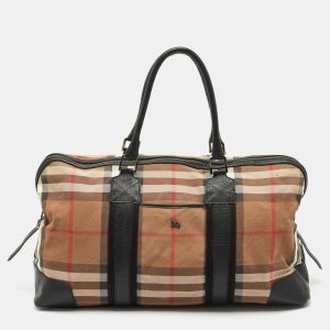 Burberry Black/Beige House Check Canvas and Leather Duffel Bag, Handbags - Luxury Closet catalog