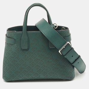 Burberry Green Perforated Leather Small Banner Tote, Tote Handbags - Luxury Closet catalog