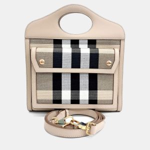 Burberry Beige Fabric and Leather Pocket Bag Mini, Handbags - Luxury Closet catalog