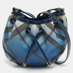 Burberry Blue Ombre Supernova Check Coated Canvas Drawstring Crossbody Bag, Handbags - Luxury Closet catalog