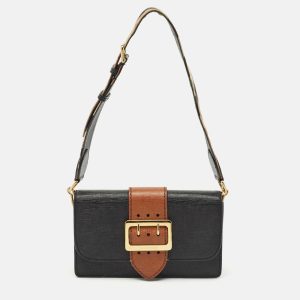 Burberry Black/Brown Leather Madison Buckle Flap Crossbody Bag, Shoulder Bags - Luxury Closet catalog