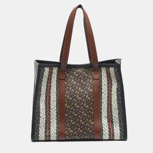 Burberry Bridle Brown TB Coated Canvas Small East West Book Tote, Tote Handbags - Luxury Closet catalog