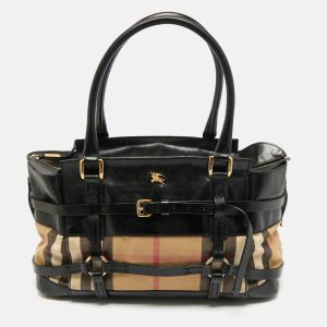 Burberry Black/Beige House Check Canvas and Leather Bridle Kent Tote, Tote Handbags - Luxury Closet catalog