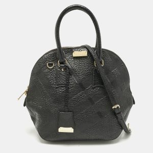 Burberry Black Embossed Leather Orchard Bowler Bag, Satchels - Luxury Closet catalog