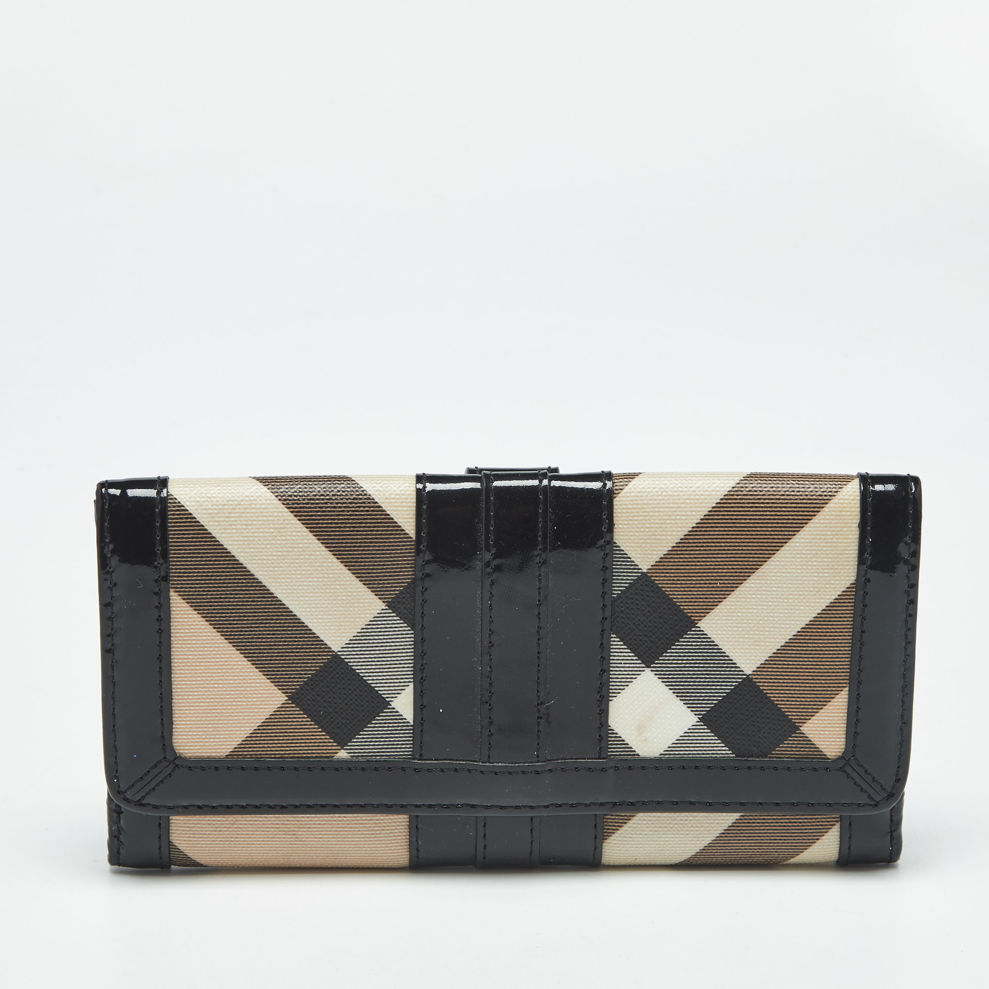 Burberry Black/Beige Nova Coated Canvas and Patent Leather Flap Continental Wallet, Wallets & Money Clips - Luxury Closet catalog