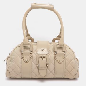 Burberry Beige Quilted Nylon and Patent Leather Manor Satchel, Satchels - Luxury Closet catalog