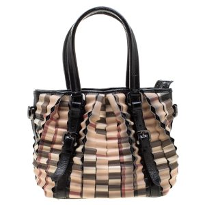 Burberry Black/Beige Nova Check PVC and Patent Leather Cartridge Pleat Tote, Tote Handbags - Luxury Closet catalog