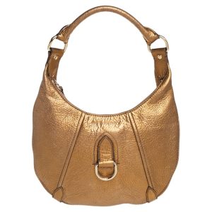Burberry Metallic Gold Grained Leather Hobo, Shoulder Bags - Luxury Closet catalog