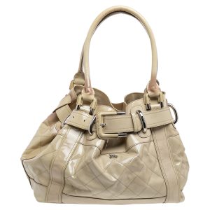 Burberry Cream Quilted Patent Leather Beaton Tote, Tote Handbags - Luxury Closet catalog