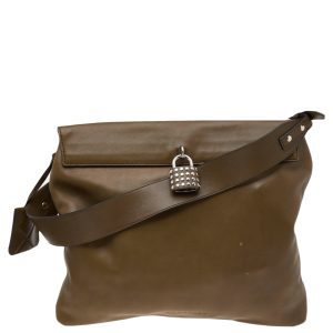 Burberry Olive Green Leather Studded Lock Messenger Bag, Handbags - Luxury Closet catalog