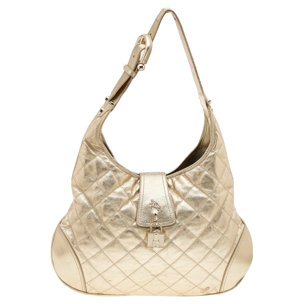 Burberry Metallic Gold Quilted Leather Brooke Hobo, Shoulder Bags - Luxury Closet catalog