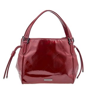 Burberry Red Check Embossed Patent Leather Bilmore Tote, Tote Handbags - Luxury Closet catalog