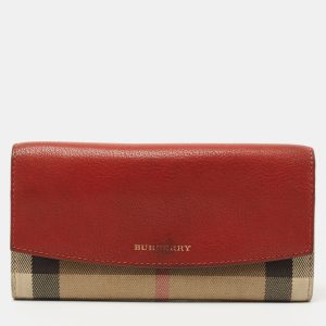 Burberry Brick Brown/Beige House Check Canvas and Leather Flap Continental Wallet, Wallets & Money Clips - Luxury Closet catalog