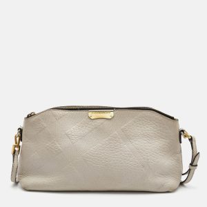 Burberry Light Grey Textured Leather Chichester Crossbody Bag, Handbags - Luxury Closet catalog