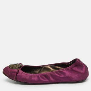 Burberry Purple Satin Buckle Logo Scrunch Ballet Flats Size 37, Flats - Luxury Closet catalog