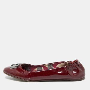 Burberry Burgundy Patent Leather Scrunch Ballet Flats Size 40, Flats - Luxury Closet catalog