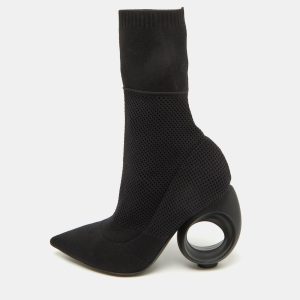 Burberry Black Knit Stretch Fabric Kimberley Pointed Toe Ankle Boots Size 37, Boots - Luxury Closet catalog