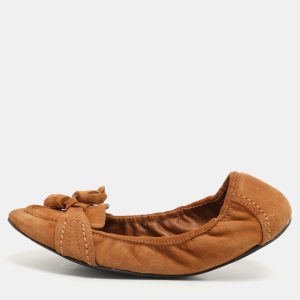 Burberry Brown Suede Scrunch Ballet Flats Size 40, Flats - Luxury Closet catalog