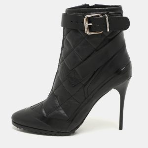 Burberry Black Quilted Leather Brit Beverly Ankle Booties Size 37, Boots - Luxury Closet catalog