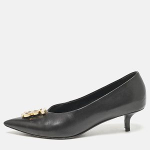 Burberry Black Leather Madelina TB Logo Pointed Toe Pumps Size 37, Pumps - Luxury Closet catalog