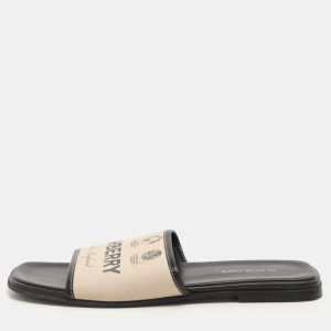 Burberry Beige Canvas Carolyn Logo Flat Slide Sandals Size 39, Sandals - Luxury Closet catalog