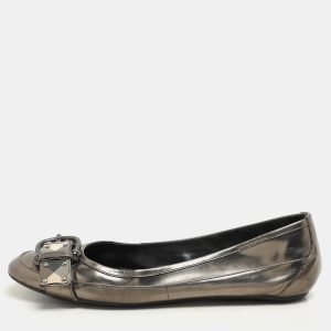 Burberry Metallic Leather and Nova Check Canvas Buckle Detail Ballet Flats Size 39, Flats - Luxury Closet catalog