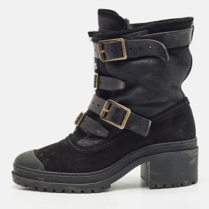 Burberry Black Leather and Suede Aviator Dukes Combat Boots Size 39, Boots - Luxury Closet catalog