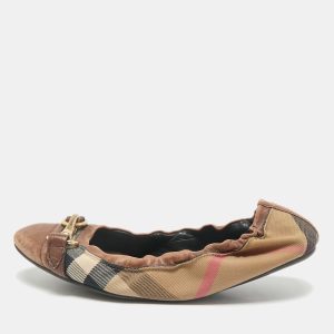 Burberry Brown House Check Canvas And Leather Shipley Ballet Flats Size 39, Flats - Luxury Closet catalog