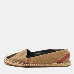 Burberry Brown/Beige House Check Canvas Espadrille Flats Size 37, Flats - Luxury Closet catalog