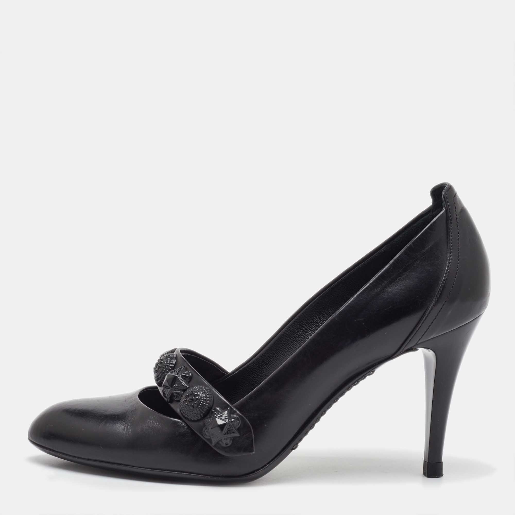 Burberry Black Leather Embellished Mary Jane Pumps Size 38, Pumps - Luxury Closet catalog