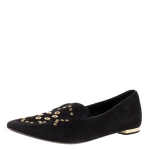 Burberry Black Suede Eyelet Detail Hoadley Tapestry Smoking Slippers Size 39, Flats - Luxury Closet catalog
