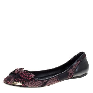 Burberry Black Printed Satin Bow Ballet Flats Size 38, Flats - Luxury Closet catalog