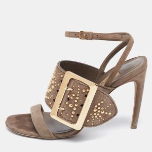 Burberry Grey Suede Studded Padstow Ankle-Wrap Sandals Size 37, Sandals - Luxury Closet catalog