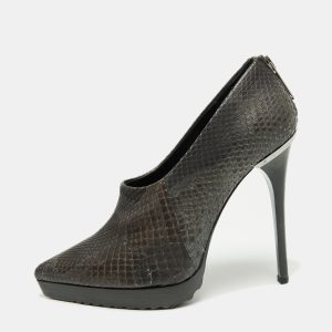 Burberry Black/Grey Python Leather Booties Size 38, Boots - Luxury Closet catalog