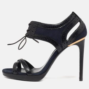 Burberry Navy Blue Suede and Black Brogue Leather Gauld Lace Up Sandals Size 36, Sandals - Luxury Closet catalog