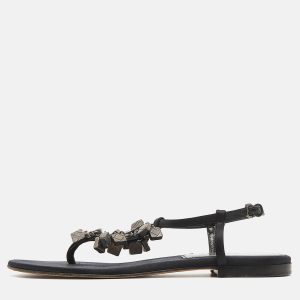 Burberry Black Satin Embellished Thong Flat Sandals Size 39, Sandals - Luxury Closet catalog
