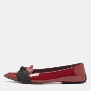 Burberry Burgundy Patent Leather Bow Ballet Flats Size 37.5, Flats - Luxury Closet catalog