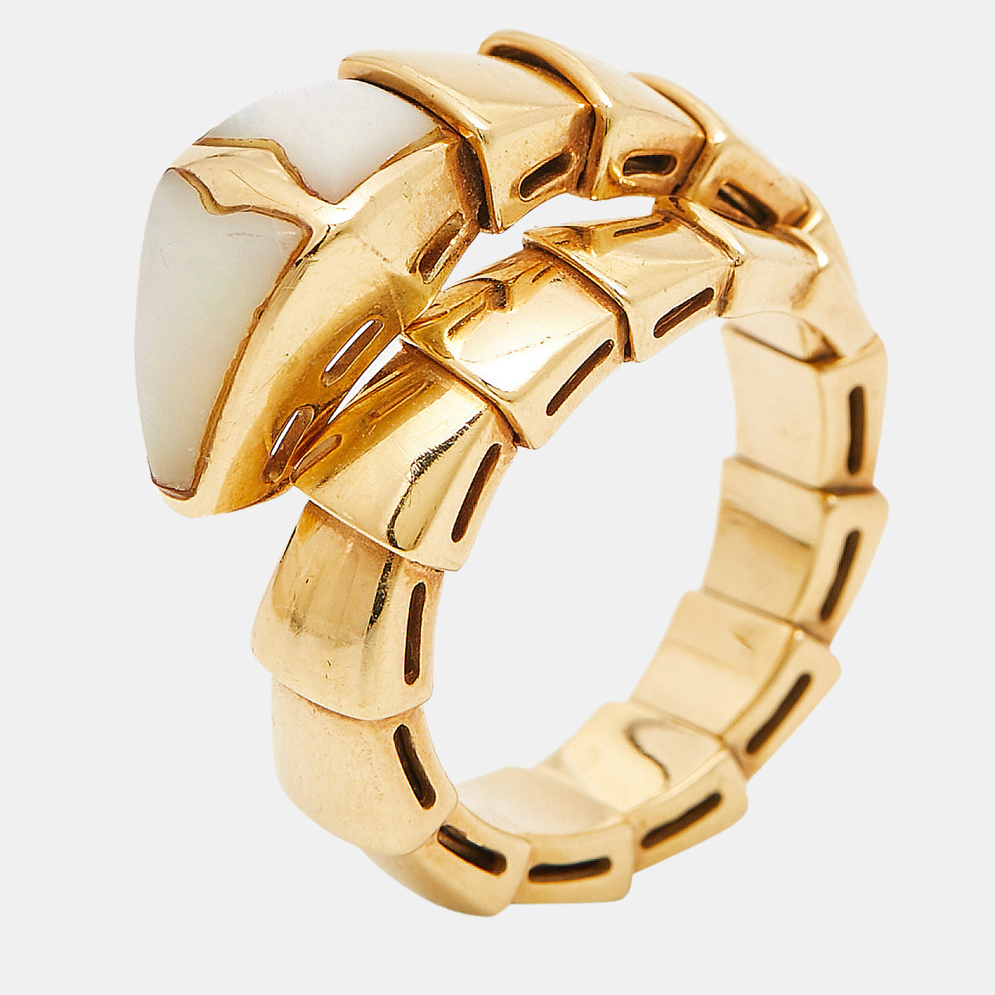 Bvlgari Serpenti Viper Mother of Pearl 18k Yellow Gold Ring Size 51, Rings - Luxury Closet catalog
