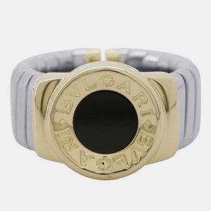 Bvlgari 18K Yellow Gold and Stainless Steel Tubogas Band Ring EU 48, Rings - Luxury Closet catalog